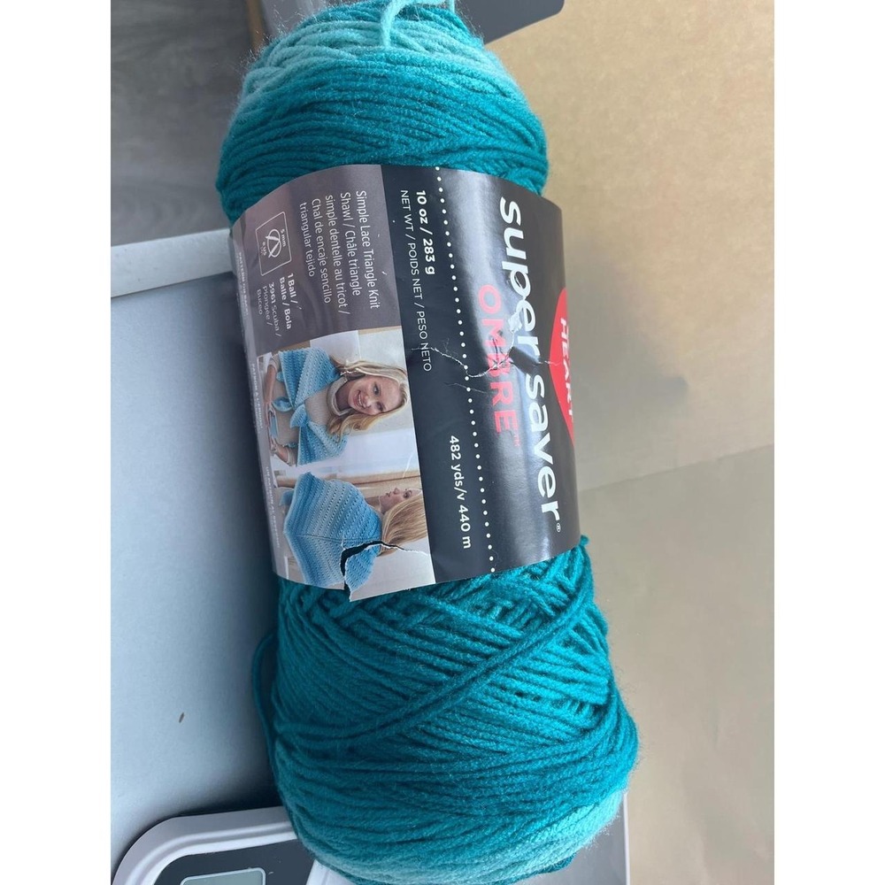 Red Heart Super Saver Ombre Yarn Deep Teal 3985 Medium 4 Acrylic 10oz 482yds